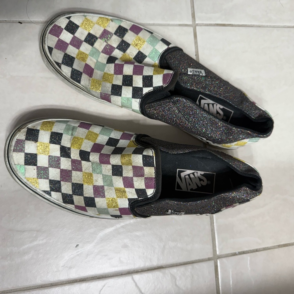 Vans Multicolor Glitter Checkered Slip-Ons